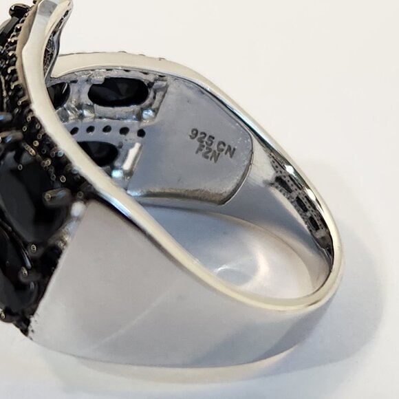 VTG NIB 925 Black Spinel ByPass "Hauntingly Glam" Ring 8.89ctw - Picture 5 of 11
